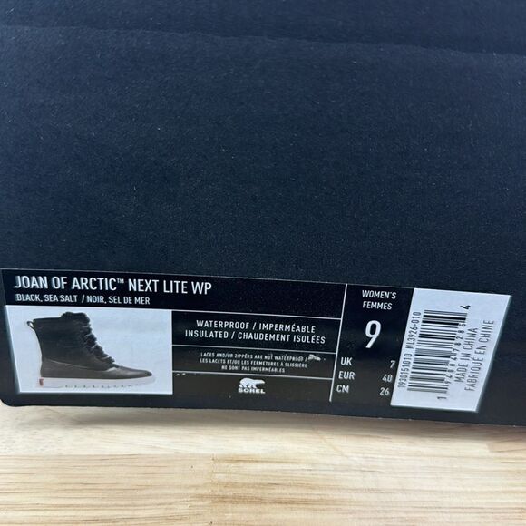 Sorel Joan of Artic Next Lite WP Boot- Black/Sea Salt- Size 9- NIB - Picture 9 of 9